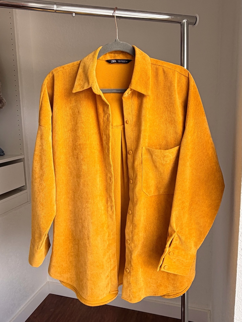 Zara Mustard Yellow Corduroy Shirt Jacket